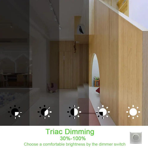 Dimming effect demonstration of 7W Dimmable LED Track Lighting Heads for H Type Track Rail, 12 Pack, in a modern interior.