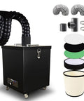 Beefed Up 180W Fume Extractor with 387 cubic meters per hour airflow, adjustable speed, and five-stage filtration in black