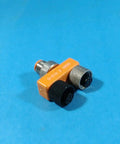 Micro M12 Splitter 2 Way ASBS 2 M12-5 With One Male And Two Female M12 Connectors IP67 NEMA 6P Rated Weatherproof Industrial Grade T Connector.