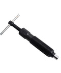 Heavy Duty Hydraulic Spindle Puller Adapter Kit For No Sweat Bearing Extraction And Smooth Rotor Pump Breakdown With Rock Solid Steel Construction And Ideal Match For Any 10 Ton Press shown from a side angle, featuring sturdy black handle and metal tip.