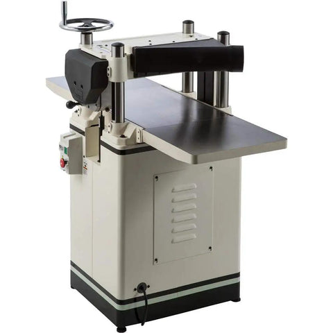 Heavy Duty 15 Inch Fixed Table Planer With A Beefy Three Horsepower Motor And Ridiculously Sharp Helical Cutterhead For Crushing Lumber And Smoothing Boards Like Butter Daily