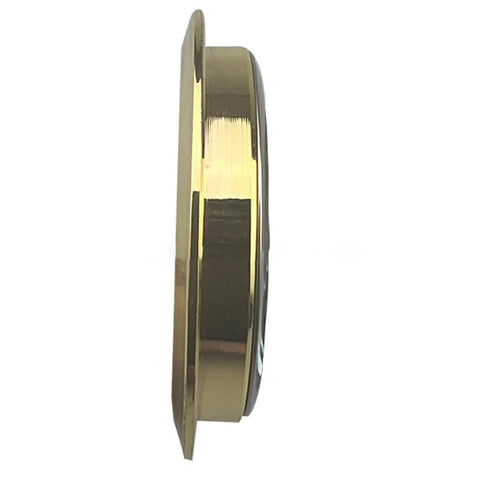 Side view of a 55mm quartz round clock head with a durable alloy front and stainless steel back for crafting and repair of DIY clocks.