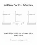 Solid Wood Pour Over Stand, compact brewing holder, dimensions 6.5x4.9x8.7 inches, ideal for coffee dripper setup.