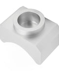 Universal Hydraulic Jack Axle Adapter Lifting Saddle, 6061-T6 Billet Aluminum, silver, top view, fits axles up to 3 inches