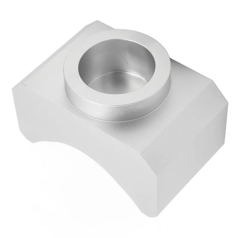 Universal Hydraulic Jack Axle Adapter Lifting Saddle, 6061-T6 Billet Aluminum, silver, top view, fits axles up to 3 inches
