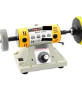 Aoxhugb 350W Lapidary Machine And Stone Polishing Bench Lathe, yellow and grey, for grinding and woodworking projects.