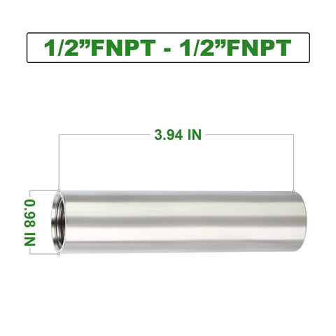 Stainless Steel Pipe Fittings Two Pack 1/2 Inch NPT Female To 1/2 Inch NPT Female Nipple Four Inch Length 304 Stainless Cast Pipe Connector