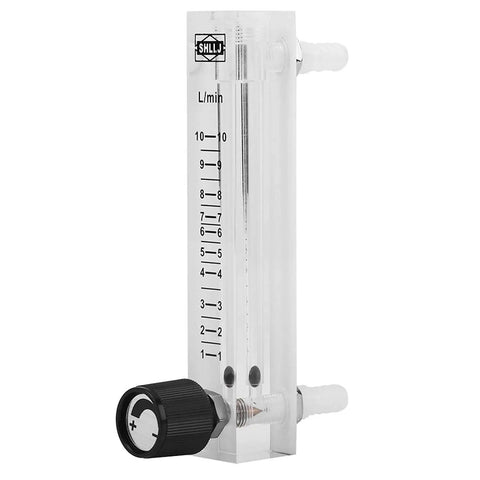Oxygen Air Gas Flow Meter With Control Valve 1-10 LPM featuring acrylic body and easy hose barb connection for labs and workshops.