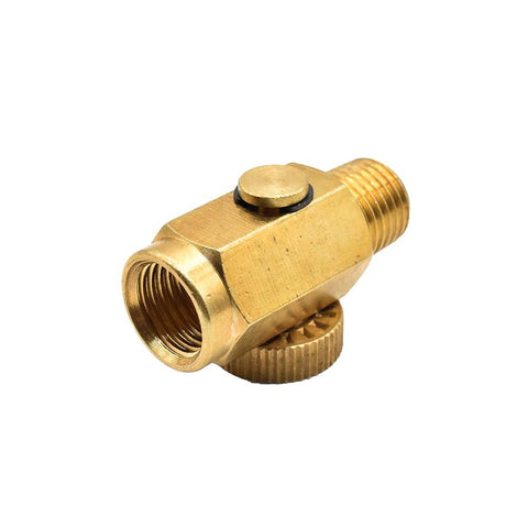 Inline Bleed Valve 1/4 Inch MPT to 1/4 Inch FPT All Brass Construction Adjustable Knurled Handle for Quick Easy Air Bleed Pneumatic Line Valve