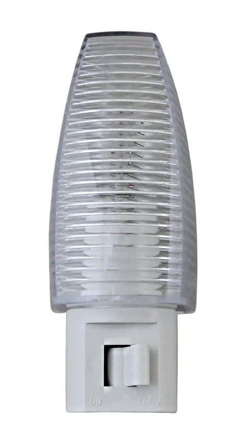 Set Of 2 Night Lights With On Off Switch UL Certified White Base Clear Top Wall Hugger Design Great For Bathroom Bedroom Hallway