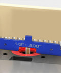 Heavy-Duty Aluminum Router Table Setup Bars Set Of 7 Pieces For Dead-On Woodworking Precision Depth Control And Fence Alignment Compatible With Kreg Systems with a blue gauge on a router table.