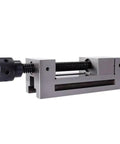 Heavy Duty Bulletproof Bench Vise Featuring Slick Flat Jaws Custom Quenched Steel Construction, close-up of threaded handle.