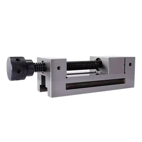 Heavy Duty Bulletproof Bench Vise Featuring Slick Flat Jaws Custom Quenched Steel Construction, close-up of threaded handle.
