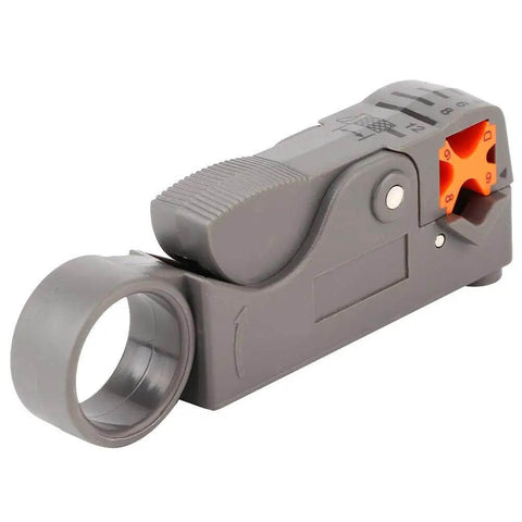 Coaxial Cable Stripping And Crimping Tool With Adjustable Two Blade Knife, Compatible With 4 5 6 And 7 Coax Cables, Plastic Hand Tool