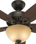 42 Inch Indoor Ceiling Fan With LED Light In Bronze, Pull Chain Operation, Five Blades, Standard Ceiling Mount Closeup
