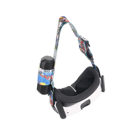 Colorful Elastic Headband For Insta360 Antigravity A1 Vision And DJI FPV Goggles 2 V2 with battery pack, side view