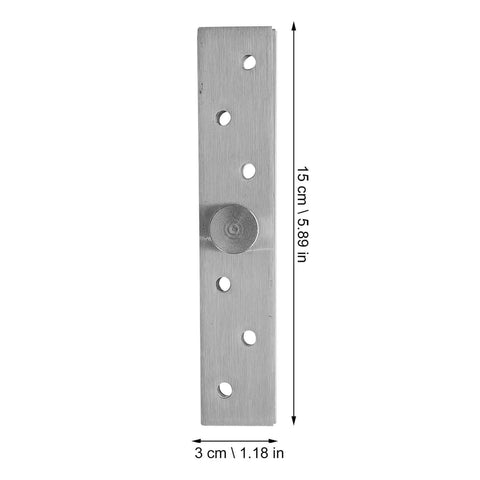 Heavy-duty stainless steel hinge with 360-degree rotation for wood cabinets, dimensions shown, from Six Pack 360 Degree Concealed Door Pivot Hinges.
