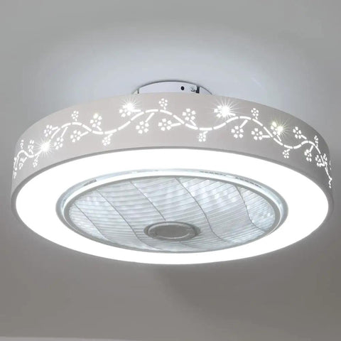 Low Profile Dimmable Ceiling Fan With Light Remote Control And Smart App Invisible Blade Design 3 Light Color Options