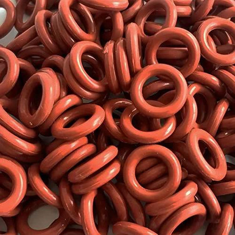 Red silicone O ring set, 30 pieces, OD 18.6mm, ID 15mm, perfect for automotive gaskets and seals. Durable and flexible sealing solution.