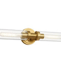 Brushed Gold Bathroom Vanity Light Fixture 2 Light Dope Modern Wall Sconce With Clear Glass Tubes Brass Wall Mount