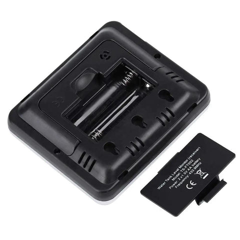 Back of Ultrasonic Liquid Level Sensor With Temperature Display And 3.3 Inch LED Screen, battery compartment visible