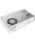 Beefy 500W 72V DC Switching Power Supply For CNC Routers Milling Machines Plasma Cutting Servo Motors LED LCD CCTV And Industrial Control Input 100 To 120V Or 200 To 240V AC To DC Adapter shown with cooling fan and vented casing
