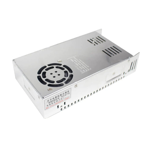 Beefy 500W 72V DC Switching Power Supply For CNC Routers Milling Machines Plasma Cutting Servo Motors LED LCD CCTV And Industrial Control Input 100 To 120V Or 200 To 240V AC To DC Adapter shown with cooling fan and vented casing