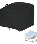 Outdoor Papasan Chair Cover Waterproof 41 Inches Wide 45 Inches Deep 31 Inches High Heavy Duty 420D Oxford Fabric Fits Oversized Rocking Chairs and Rattan Wicker Patio Furniture Protectors, shown with chair