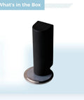 No Drill Door Stop Silent Ultra Thin For Bathroom With Strong Adhesive Mount Easy Install, black ABS 3-inch height, close-up