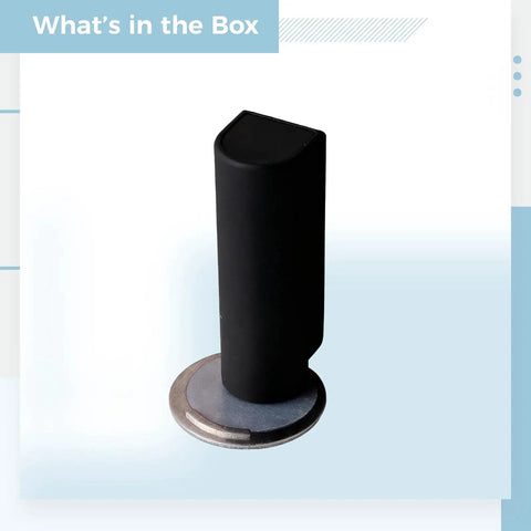 No Drill Door Stop Silent Ultra Thin For Bathroom With Strong Adhesive Mount Easy Install, black ABS 3-inch height, close-up