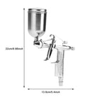 Compact Pneumatic Spray Gun With Tight 0.5mm Nozzle And 125ml Gravity Cup showcases a 22cm height, metal design for easy use.