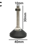Heavy Duty Adjustable Leveling Feet With Swivel Base And Wear Resistant Pads Ditch The Wobble On Uneven Floors Smooth Out Shaky Furniture Legs Easy M8 M10 M12 Fit 10 Pack, showing 10mm bolt and 30mm height.