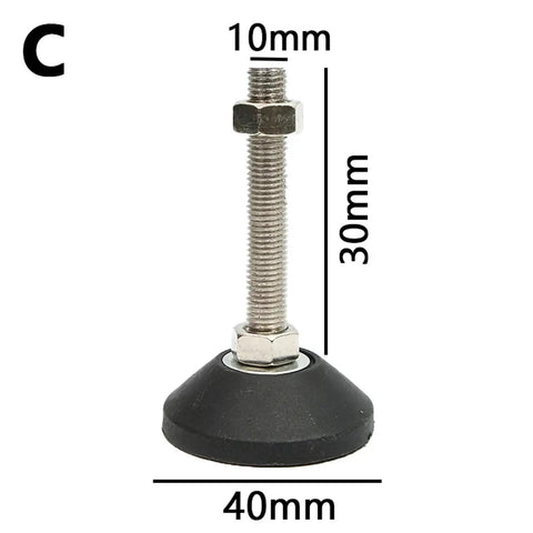 Heavy Duty Adjustable Leveling Feet With Swivel Base And Wear Resistant Pads Ditch The Wobble On Uneven Floors Smooth Out Shaky Furniture Legs Easy M8 M10 M12 Fit 10 Pack, showing 10mm bolt and 30mm height.