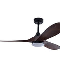 Ceiling Fan with Light, 48W Integrated Lighting, Silent Operation 35dB with three wooden blades and a white light fixture.
