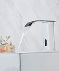 Dual Powered Automatic Touchless Bathroom Faucet With Motion Sensor Waterfall Chrome Finish Hands Free Vanity Faucet