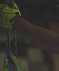Multi Activity Work Glove With Goat Grain Leather Palm Hi Vis AirMesh Back Pinched Tip Fingers handling heavy chains