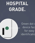 Hospital Grade Decora Duplex Receptacle White 20 Amp 120 Volt Tamper Resistant Ul Certified Heavy Duty Electrical Outlet with green dot for identification.