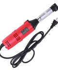 Corded die grinder with red plastic body, black grip and silver collar, 550W, side view