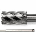 JESTUOUS annular cutter with Weldon shank; 1-5/16 x 2 markings, HSS spiral-fluted cutter for magnetic drill press