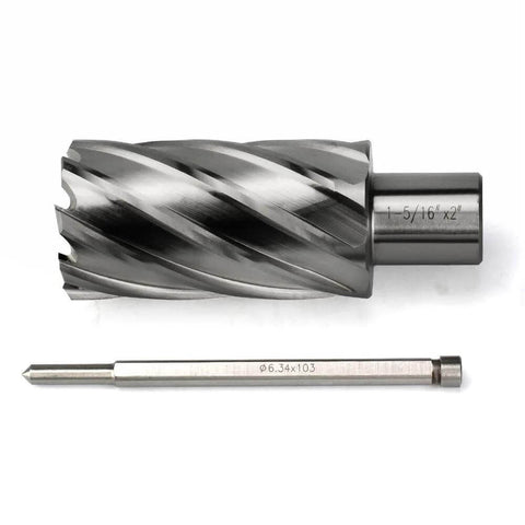 JESTUOUS annular cutter with Weldon shank; 1-5/16 x 2 markings, HSS spiral-fluted cutter for magnetic drill press