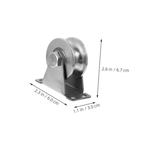Two Pack Stainless Steel U Groove Pulley Track Roller With Double Bearings, Heavy Duty Sliding Door Hardware close-up view