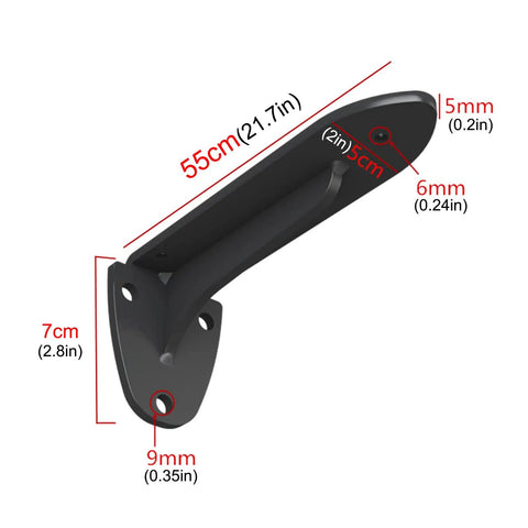 Heavy Duty Wall Mounted Shelf Brackets 2 Pack Black Iron Metal L Shape Floating Supports For Diy Open Shelving Includes Hardware, dimensions shown.