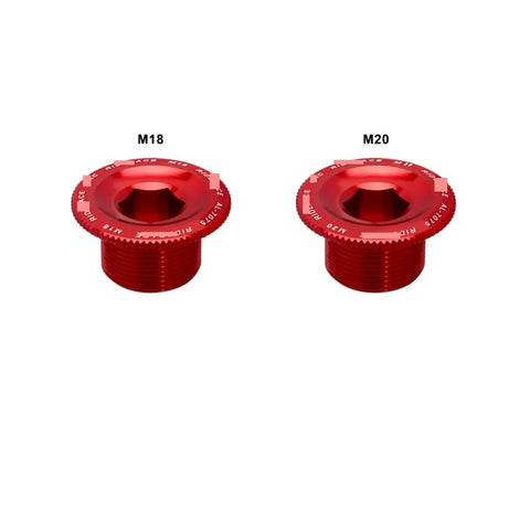Red Aluminum Alloy Crank Arm Fixing Bolt And Crankset Nut For MTB Bikes CNC Machined Screw Cap Cover M18 M20 High Strength