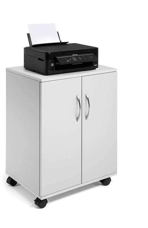 Heavy Duty Multifunction Closed Trolley In Grey With Flat Pack Delivery And Easy Assembly 528 By 737 By 400 Mm printer top view