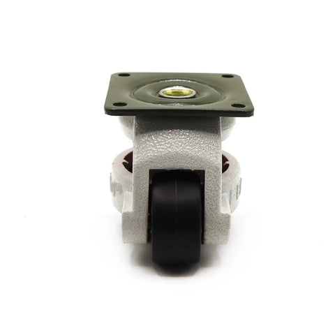 Hardcore Heavy Duty Furniture Casters With Level Adjustment, Retractable Aluminum Plates Roll Smooth On Hardwood Or Tile, Carry 550 Pounds Each No Sweat, Totally Built Different, Solid 2 Pack front view showing 50mm wheel and bolt plate.