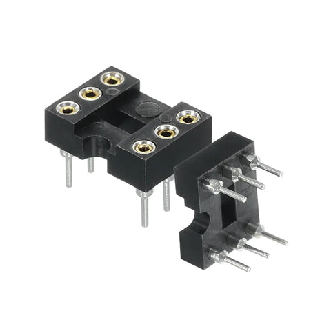 2.54mm Pitch DIP IC Socket Dual Row 6 Pin Round Pins Connector For Electronics DIY Nerds Prototyping Soldering Friendly