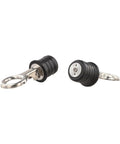 Heavy Duty Steel Rubber Drain Stopper Seal 1-1/4 Inch For Boats And Lawn Rollers, Leak Proof, 2 pack, side view, black and steel.