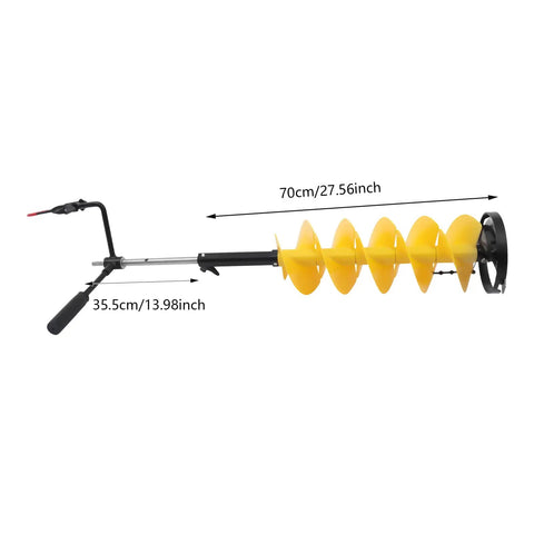 Side view of 8 Inch Ice Auger Drill Bit With Double Spiral Blades And X Blade Design For Quick Ice Cutting Adjustable Length Heavy Duty Ice Drill