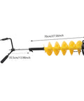 Heavy Duty Ice Fishing Drill Auger, 8 Inch Gas Powered With Extension Rod, Replaceable Blade, side view with measurements