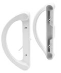 Sliding Door Handle Set Mortise Style Three And Fifteen Sixteenths Inch On Center White Diecast Exterior Interior Pull Handles